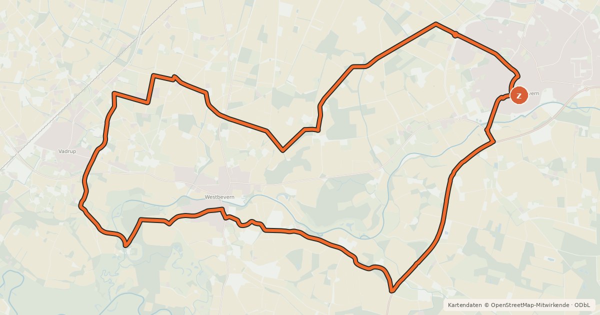 Kartenübersicht der Radroute Biberroute 4