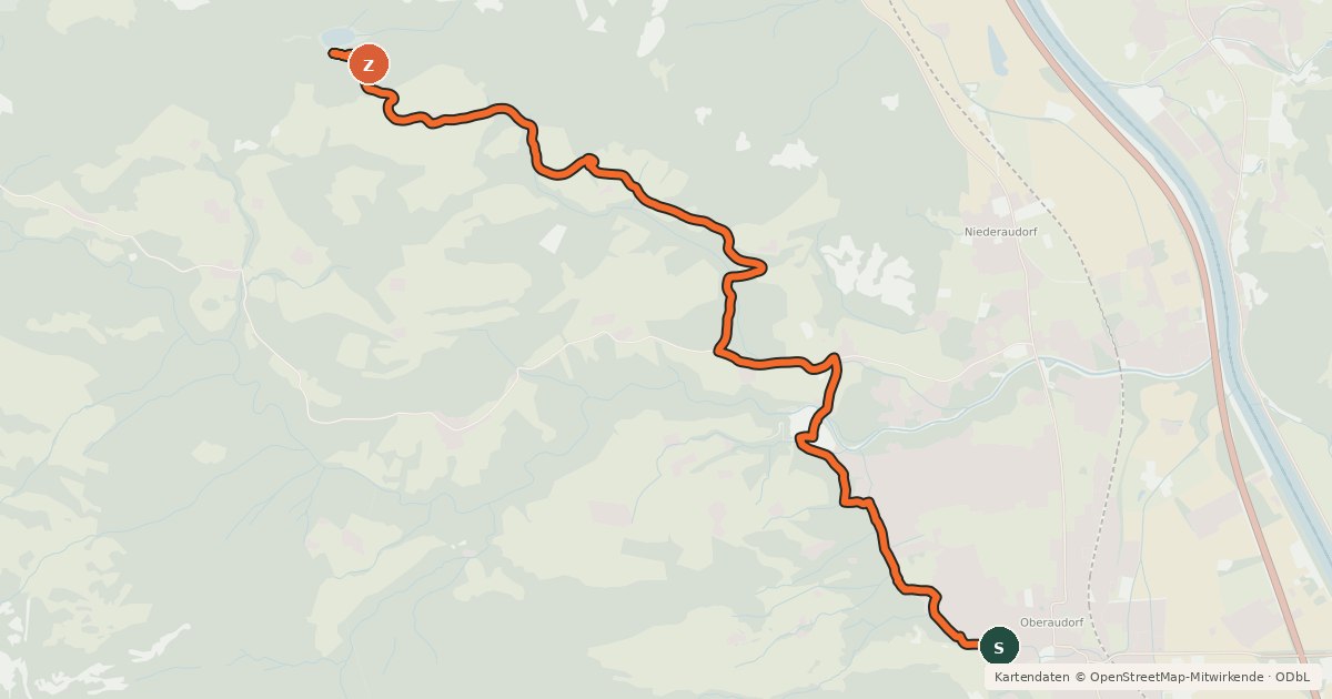 Kartenübersicht der Radroute Bichlersee