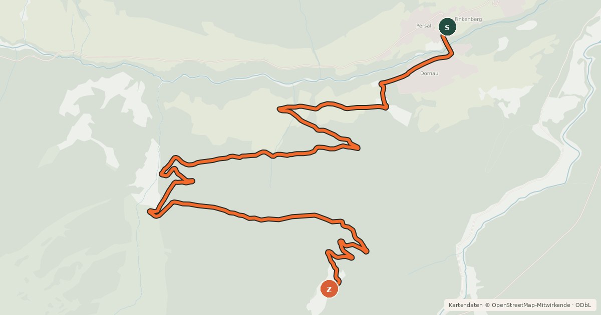 Kartenübersicht der Radroute Bike & Hike Gamshütte