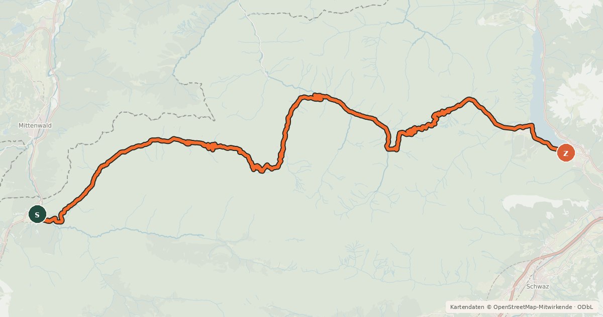 Kartenübersicht der Radroute Bike Trail Tirol Etappe 07