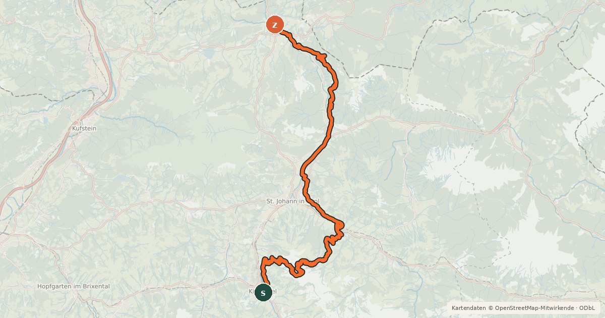 Kartenübersicht der Radroute Bike Trail Tirol Etappe 11