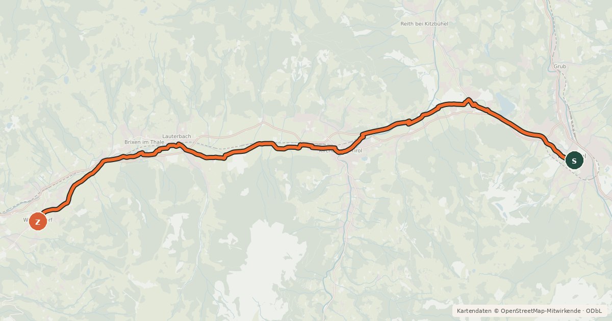 Kartenübersicht der Radroute Bike Trail Tirol Etappe 13