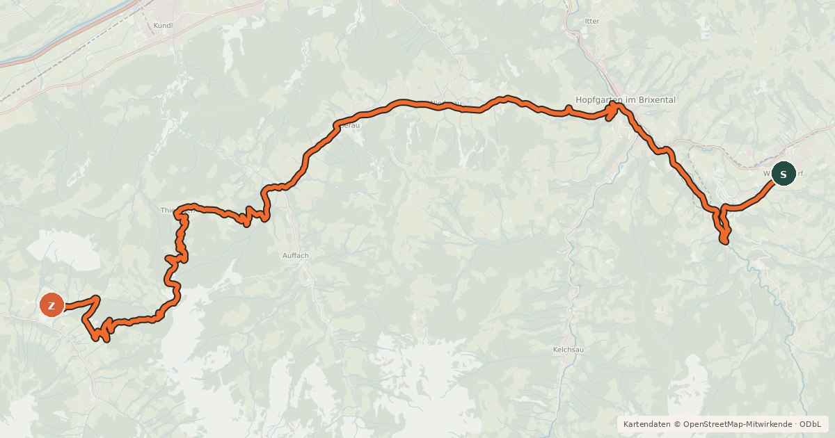 Kartenübersicht der Radroute Bike Trail Tirol Etappe 14