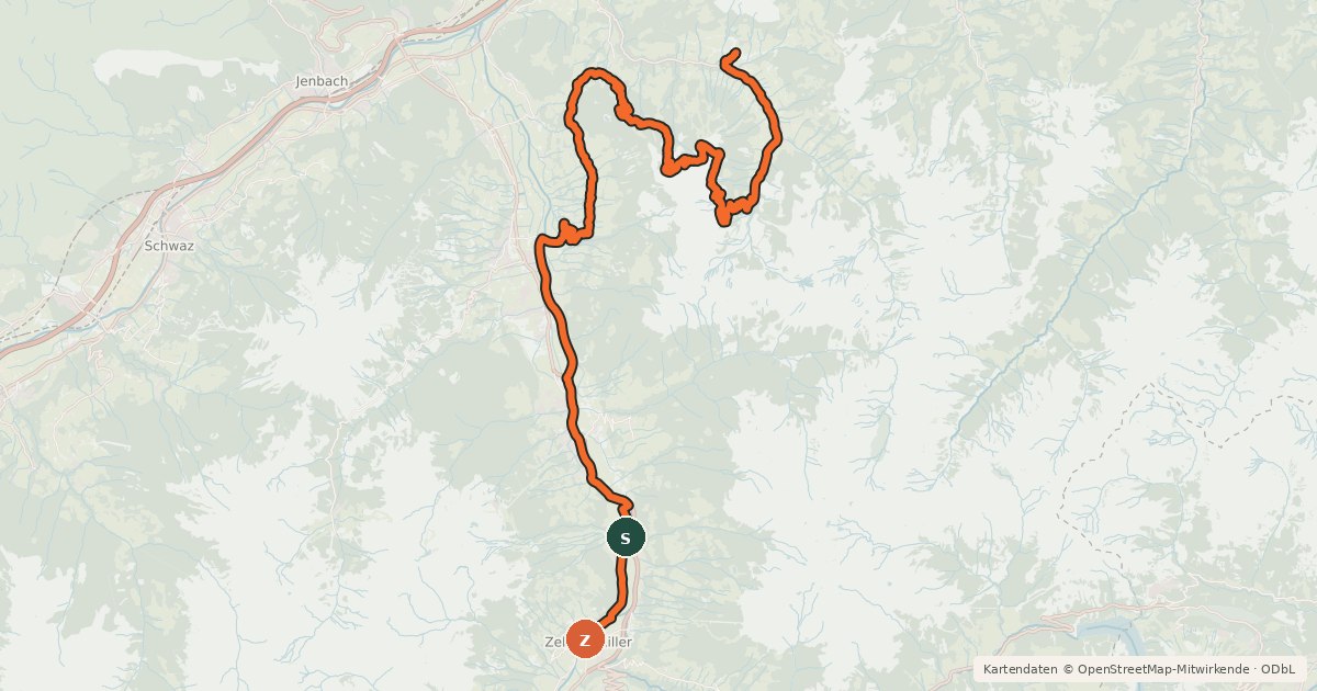 Kartenübersicht der Radroute Bike Trail Tirol Etappe 15