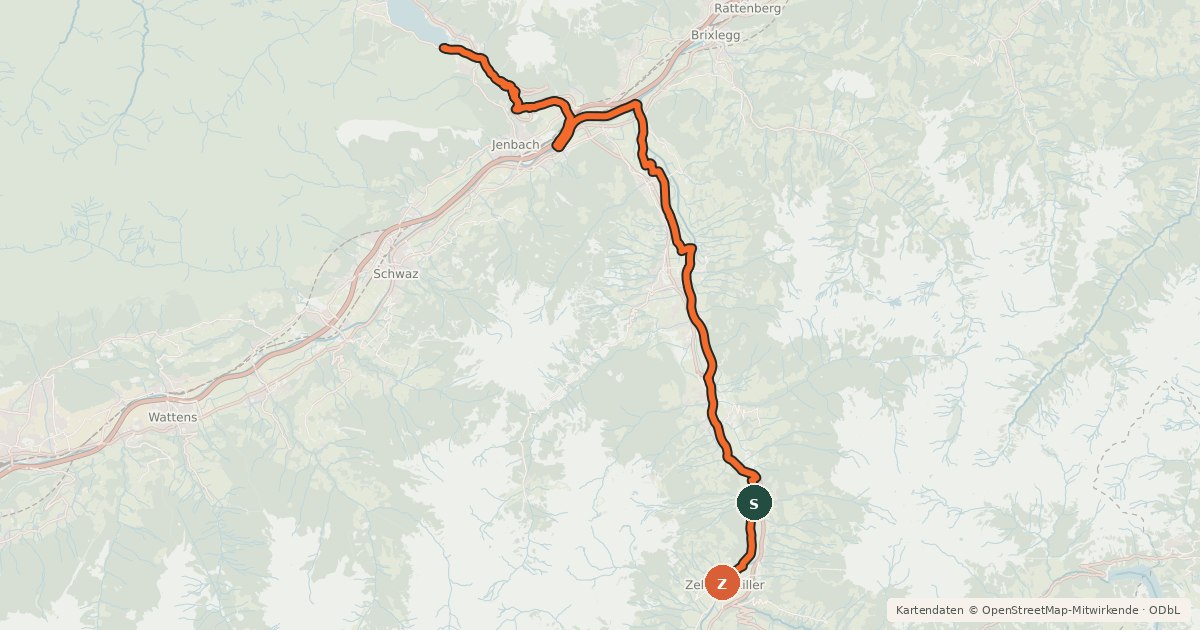 Kartenübersicht der Radroute Bike Trail Tirol Etappe 16