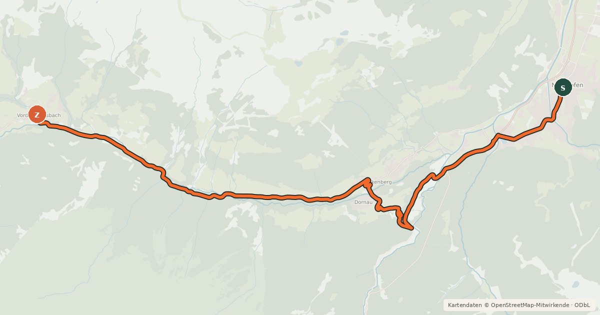 Kartenübersicht der Radroute Bike Trail Tirol Etappe 18