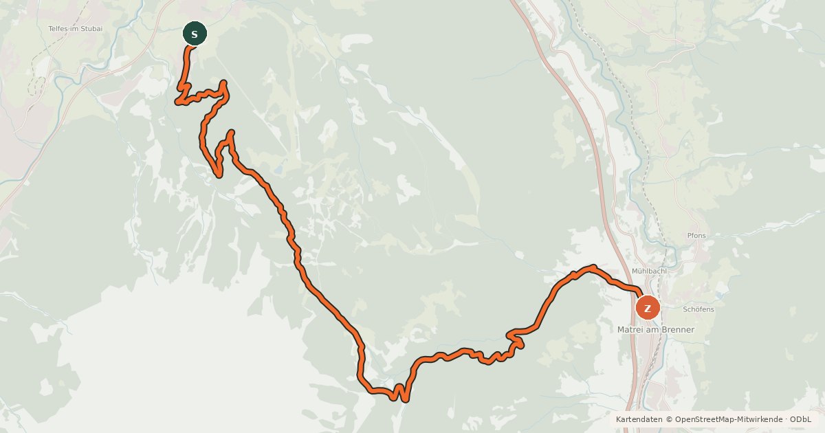 Kartenübersicht der Radroute Bike Trail Tirol Etappe 22