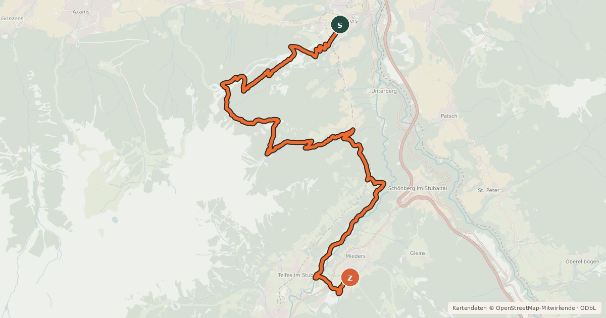 Kartenübersicht der Radroute Bike Trail Tirol Etappe 23
