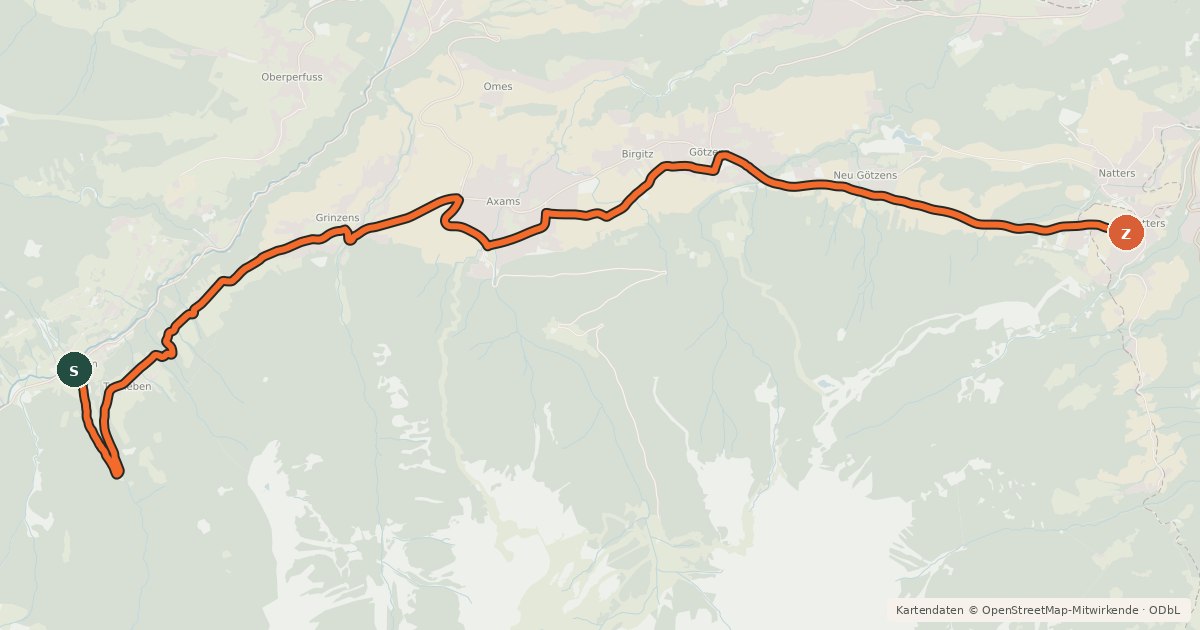 Kartenübersicht der Radroute Bike Trail Tirol Etappe 24