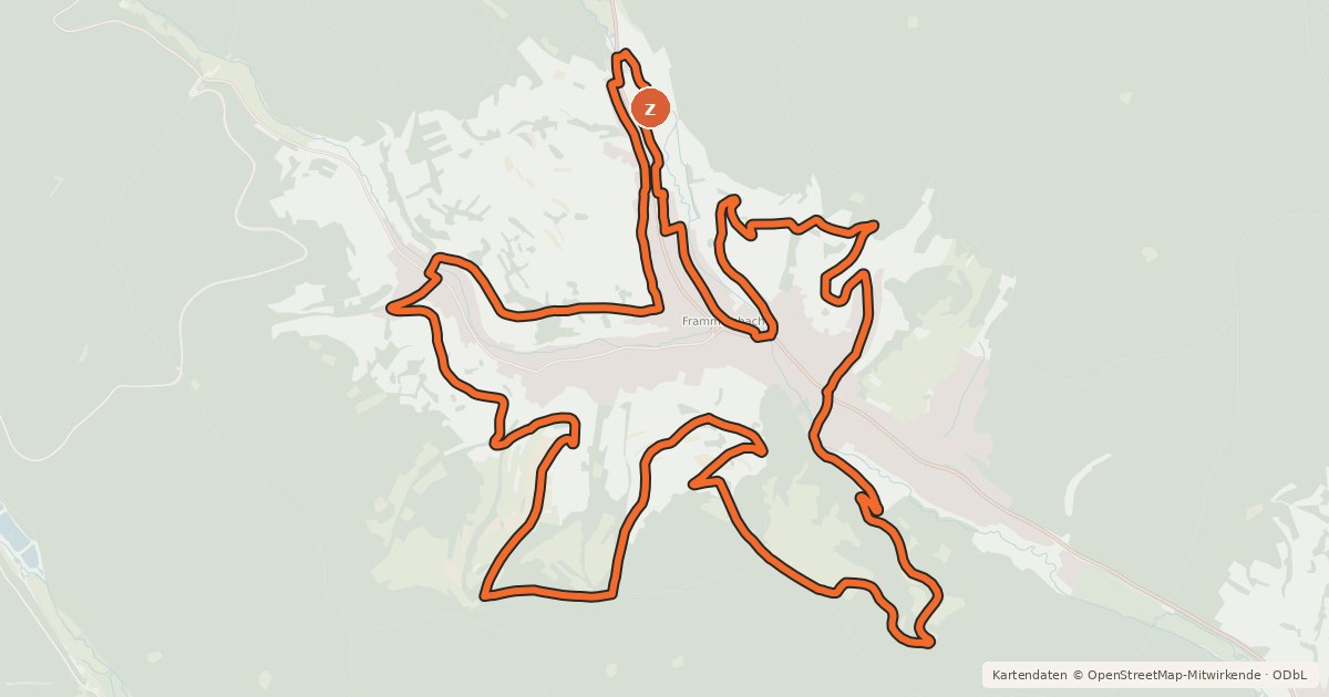 Kartenübersicht der Radroute Bikewald.de Route 2