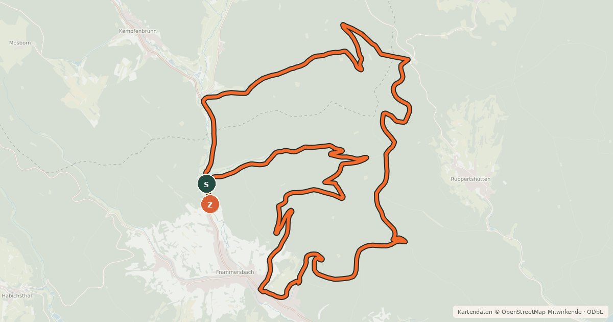 Kartenübersicht der Radroute Bikewald.de Route 7