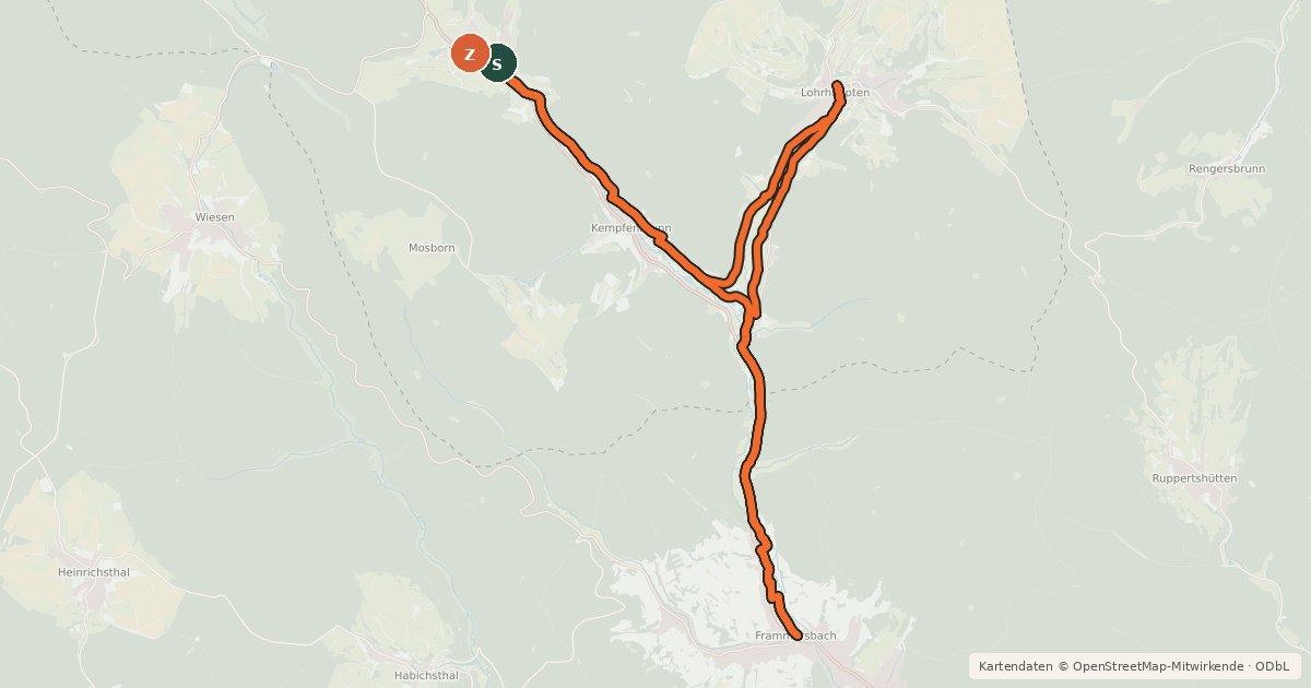 Kartenübersicht der Radroute Bikewald Route 1 - Familientour