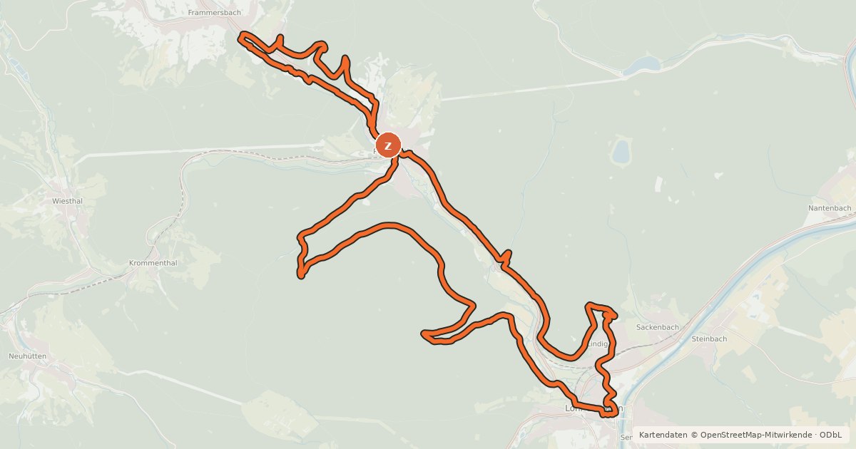 Kartenübersicht der Radroute Bikewald Route 22 – Partenstein
