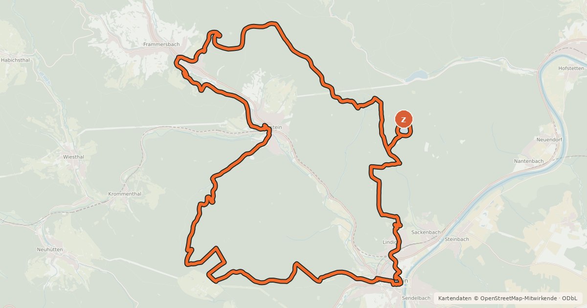 Kartenübersicht der Radroute Bikewald Route 23 – Spessarttor