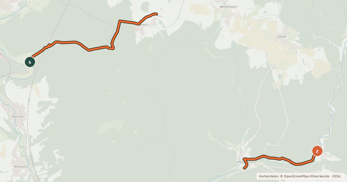 Kartenübersicht der Radroute Bikewald Route 38 – Marathon