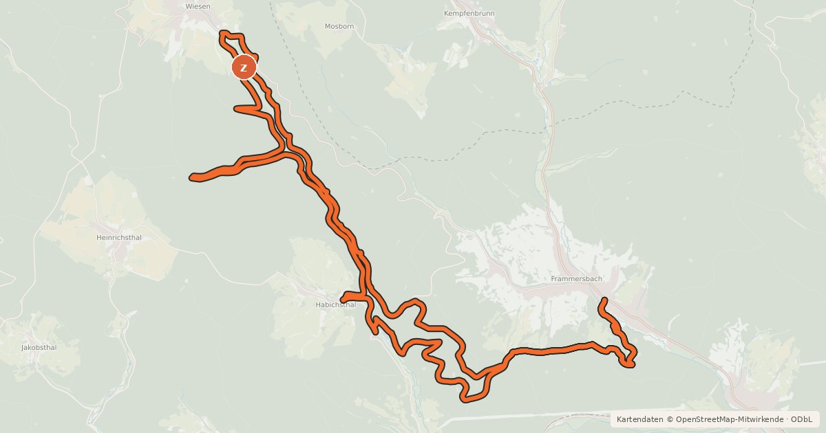Kartenübersicht der Radroute Bikewald Route 4 – Habichsthal