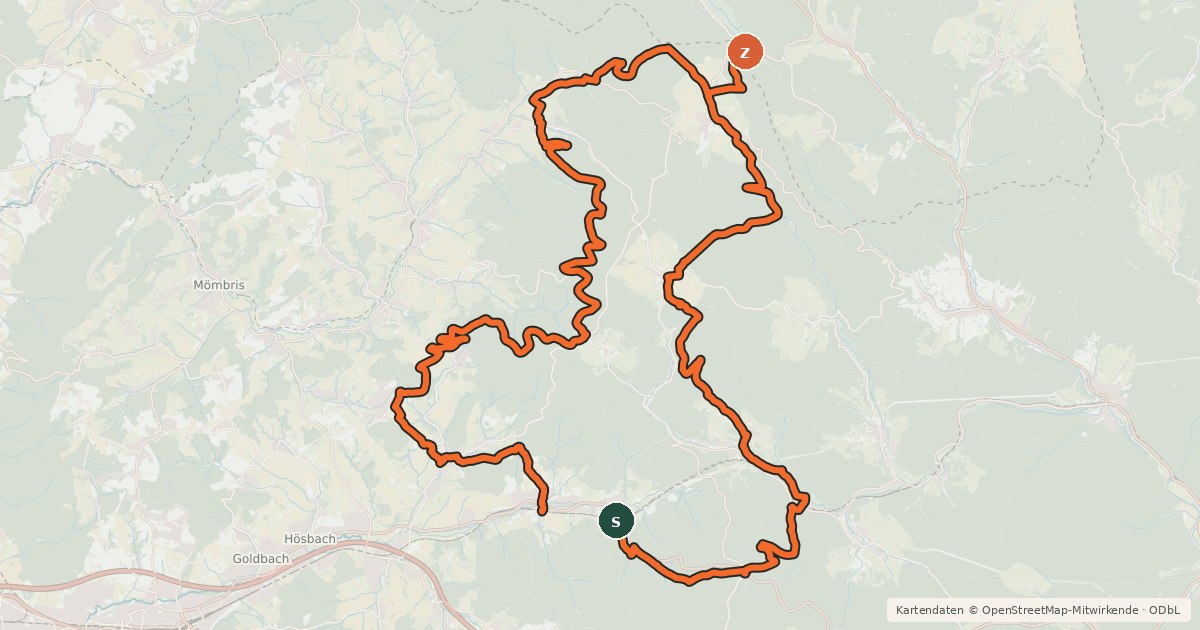 Kartenübersicht der Radroute Bikewald Route B Aschaffenburg Nord