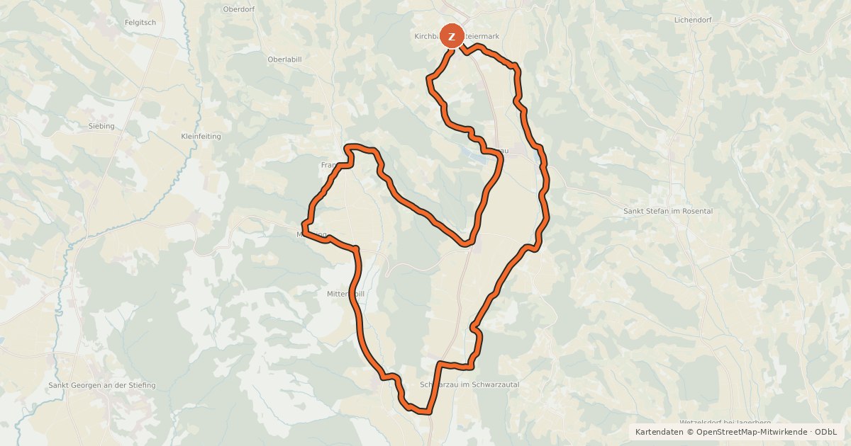 Kartenübersicht der Radroute Bio-Tour