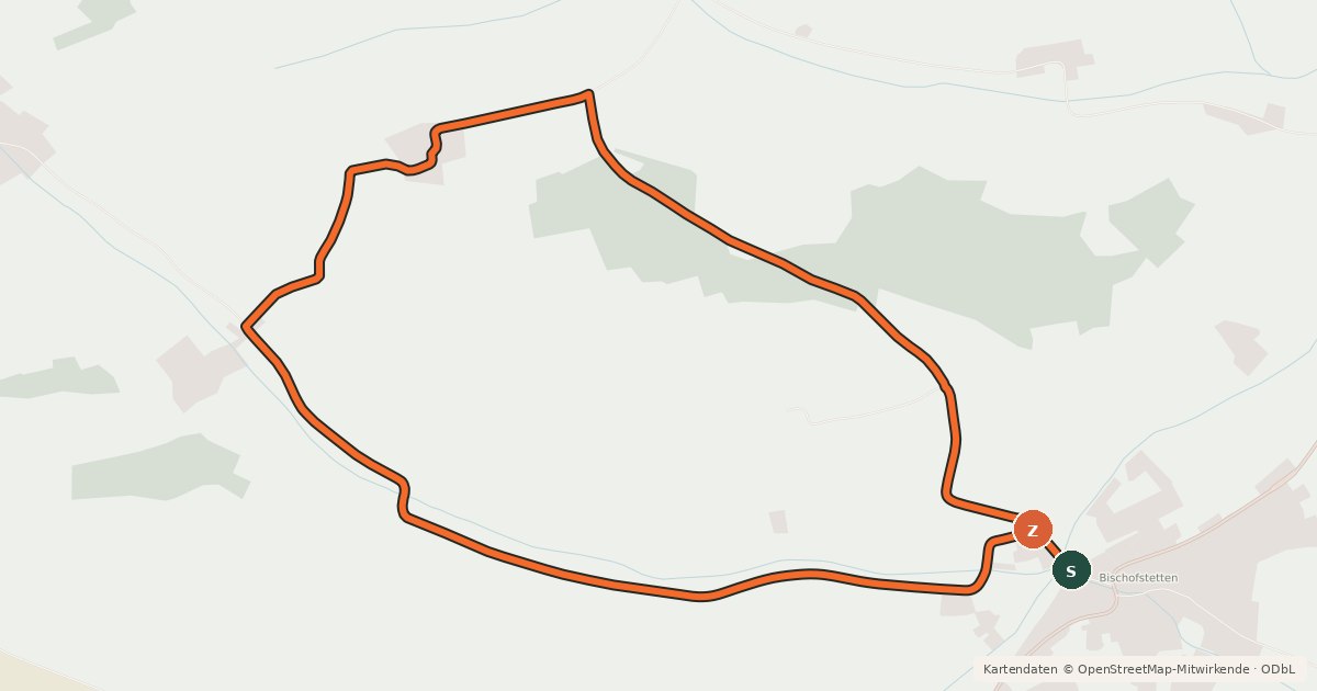 Kartenübersicht der Radroute Bischofstetten - Runde