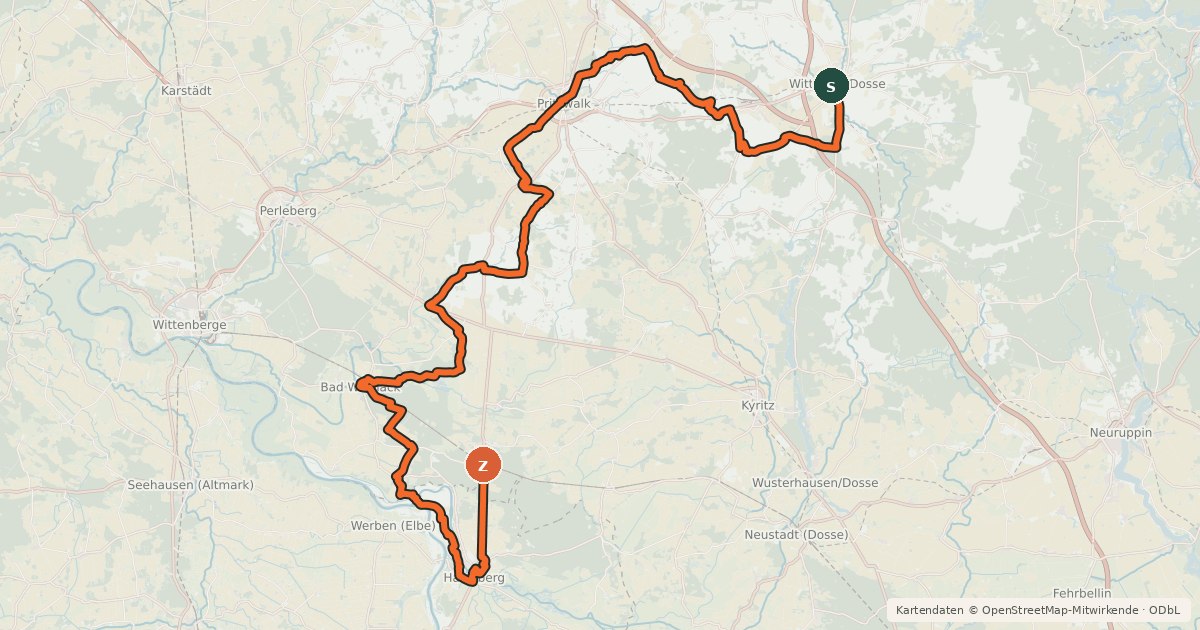 Kartenübersicht der Radroute Bischofstour