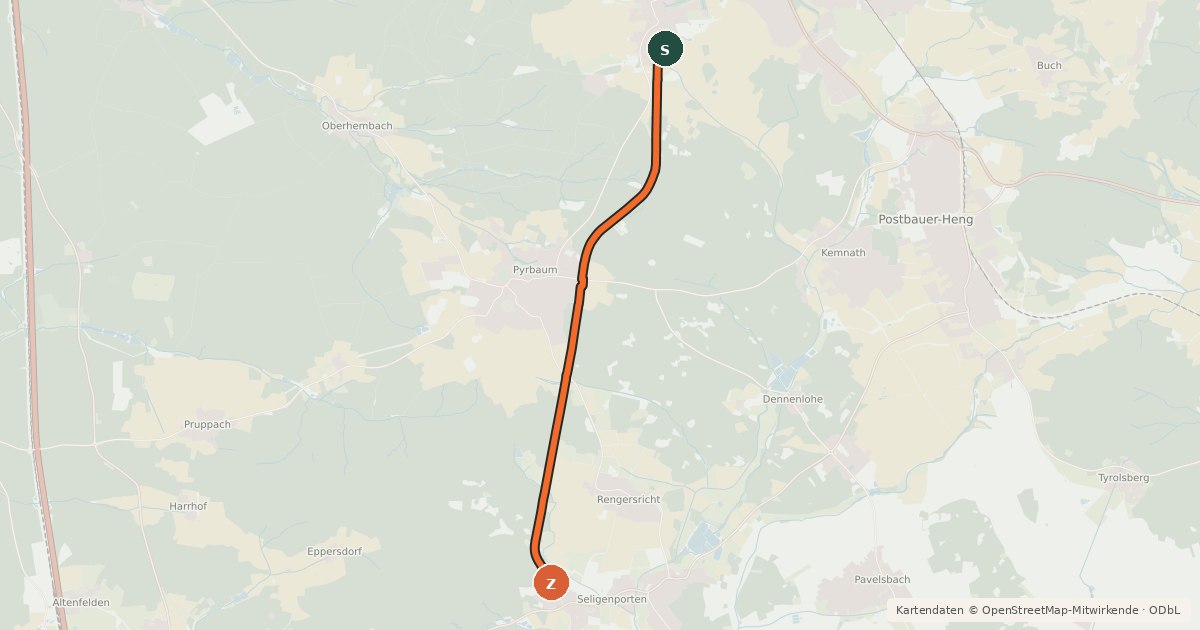 Kartenübersicht der Radroute Bockelbahnweg