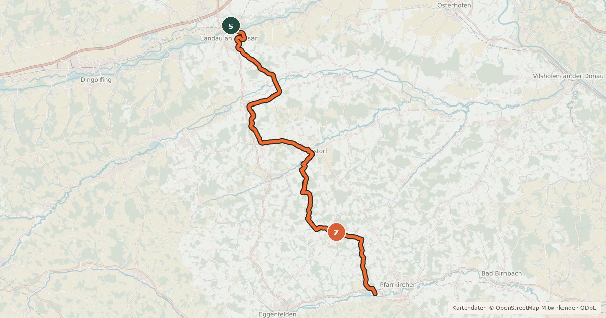 Kartenübersicht der Radroute Bockerlbahnradweg