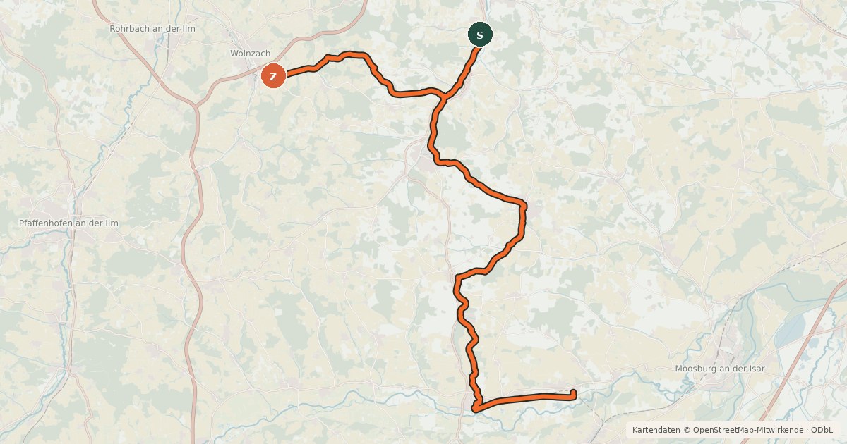 Kartenübersicht der Radroute Bockerlradweg
