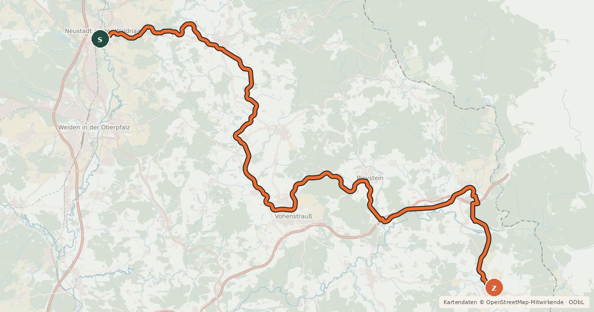 Kartenübersicht der Radroute Bockl Radweg