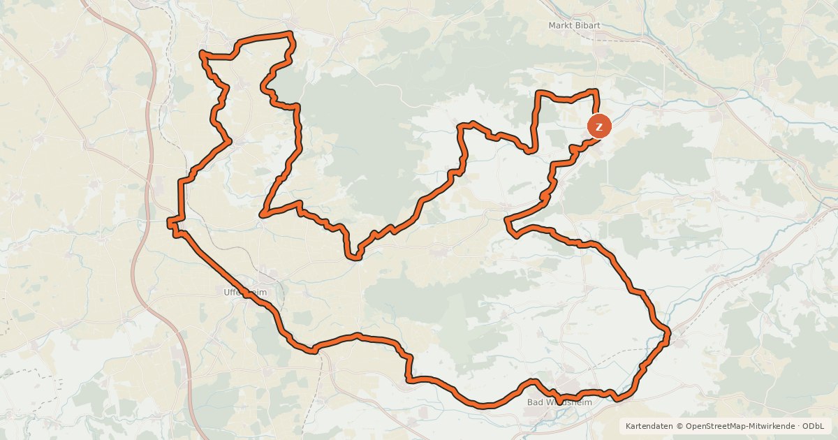 Kartenübersicht der Radroute Bocksbeutelrunde