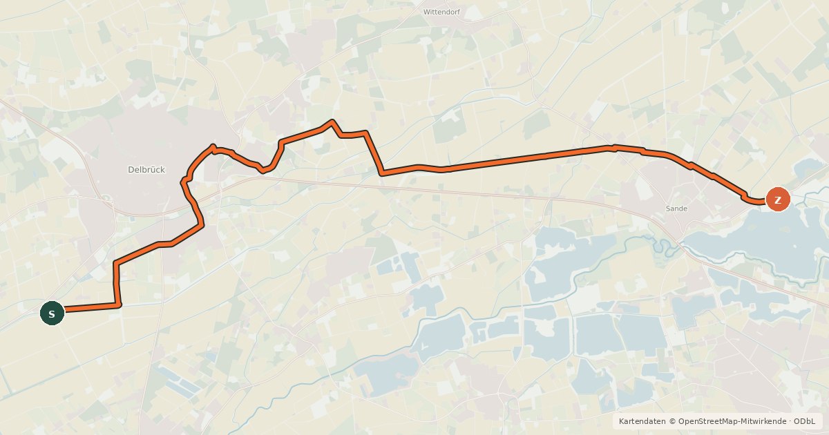 Kartenübersicht der Radroute Boker Kanal - Schleife