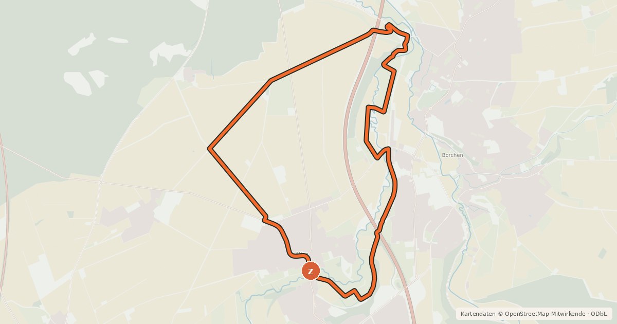 Kartenübersicht der Radroute Borchener Radrundweg 7