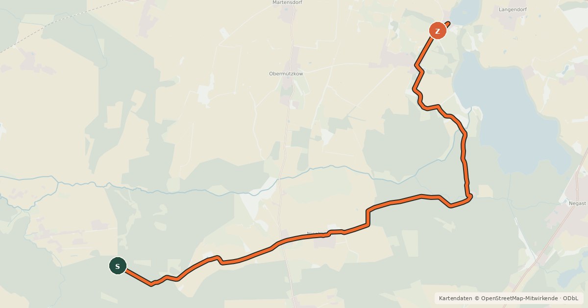 Kartenübersicht der Radroute Borgwallsee-Tour