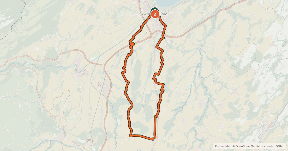 Kartenübersicht der Radroute Boucle champêtre du Nord vaudois