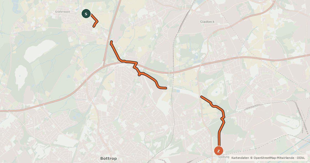 Kartenübersicht der Radroute Boye-Weg