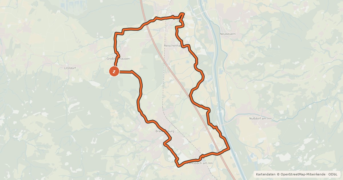 Kartenübersicht der Radroute BR 9 - Brannenburg