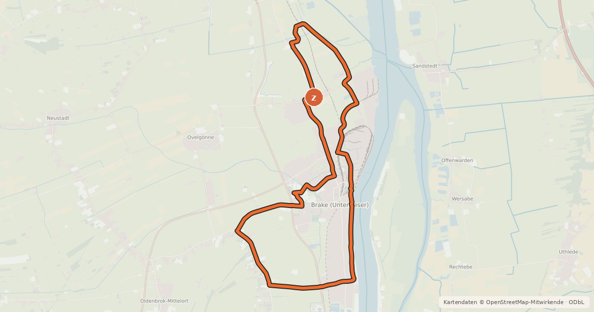 Kartenübersicht der Radroute Brake Nordtour