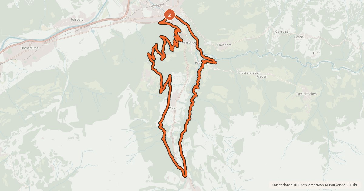 Kartenübersicht der Radroute Brambrüesch-Tour