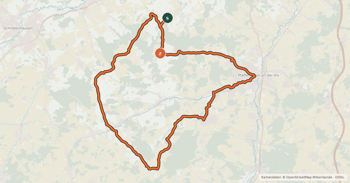Kartenübersicht der Radroute Brauereitour Süd