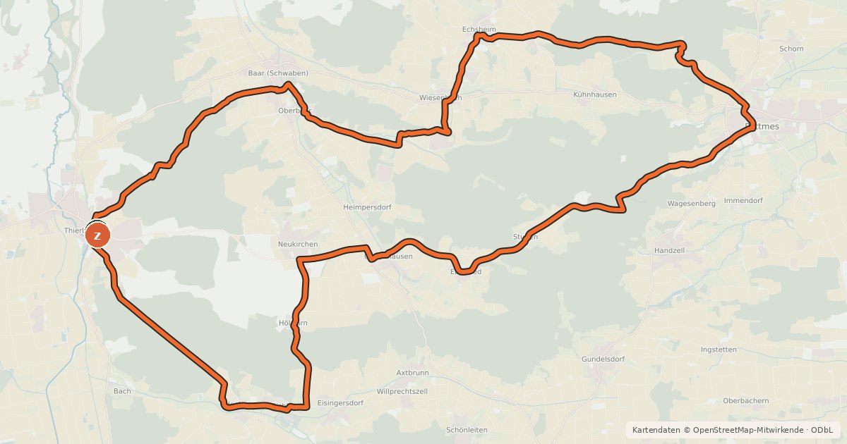 Kartenübersicht der Radroute Braukunst und Baukunst