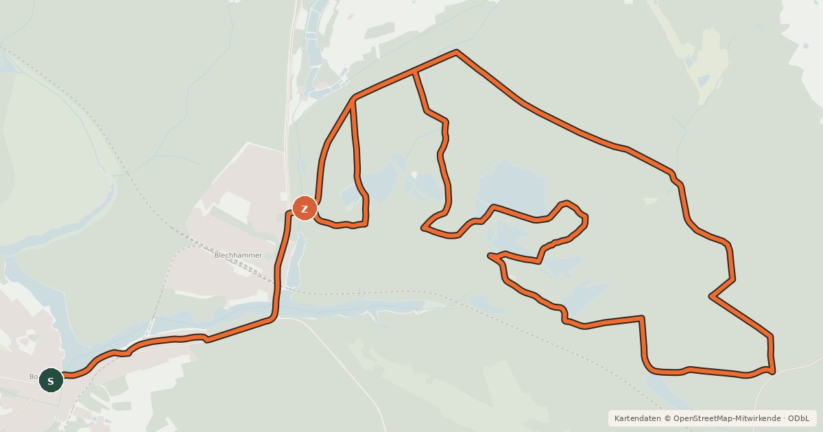 Kartenübersicht der Radroute BRC 5 Öko-Strecke