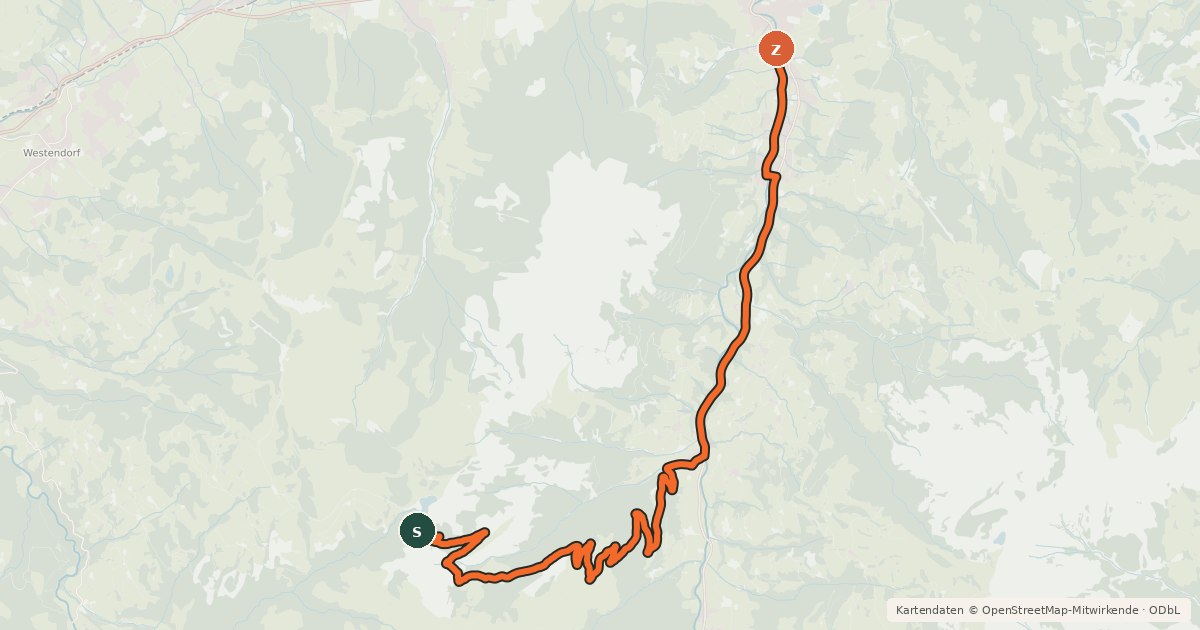 Kartenübersicht der Radroute Brechhorn