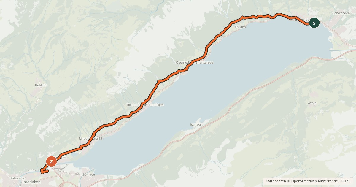 Kartenübersicht der Radroute Brienzersee Bike