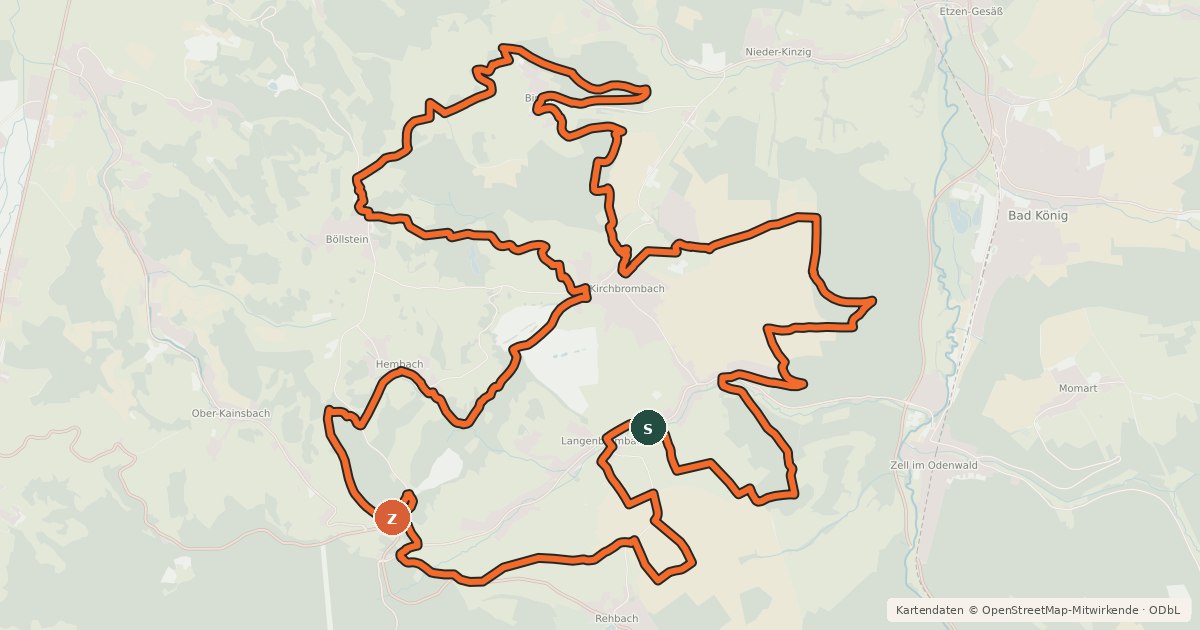 Kartenübersicht der Radroute Brombachtal 1