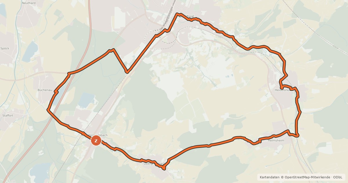 Kartenübersicht der Radroute Bruchsaler-Ringroute