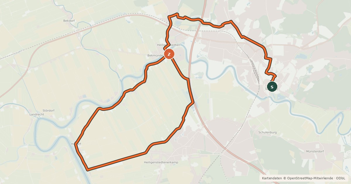 Kartenübersicht der Radroute Brücken-Tour