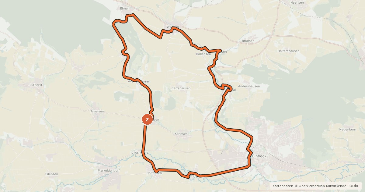 Kartenübersicht der Radroute Brücken und Grenzen
