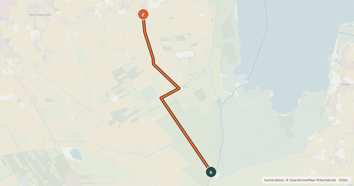 Kartenübersicht der Radroute Brückenradweg Verbindungsstrecke