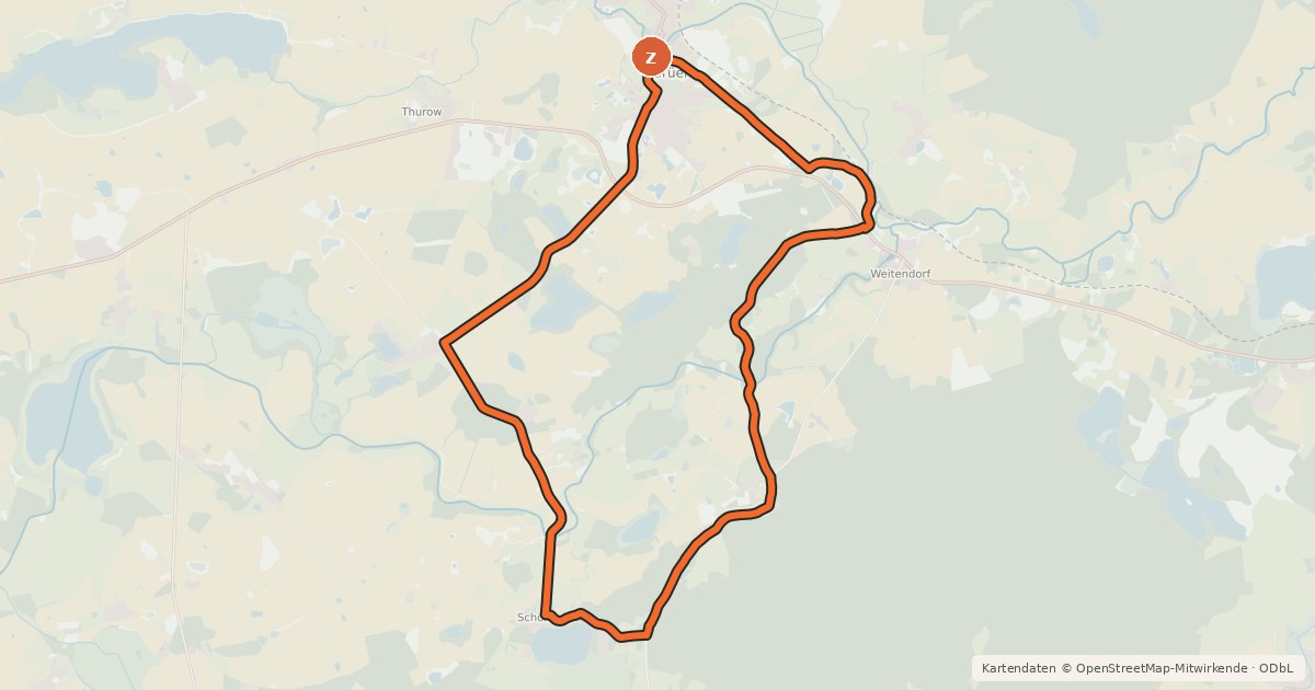 Kartenübersicht der Radroute Brüeler Radtour 2