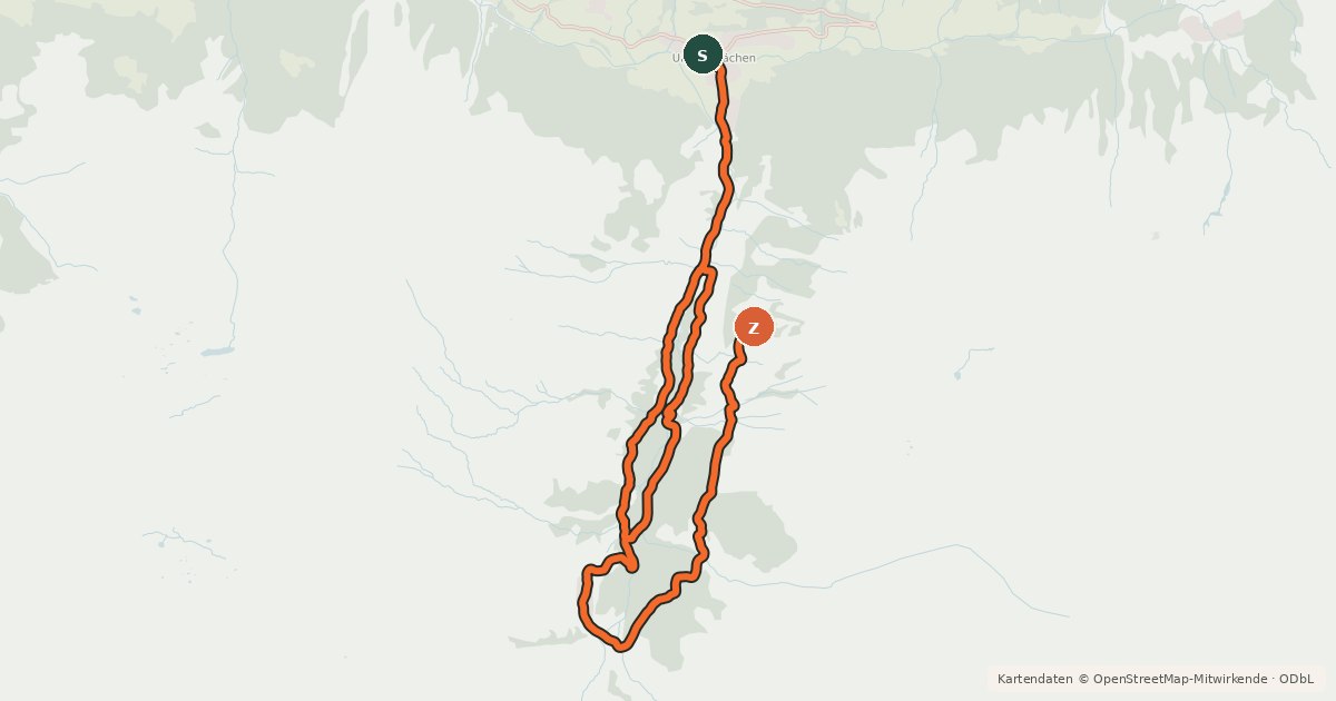 Kartenübersicht der Radroute Brunnital Bike