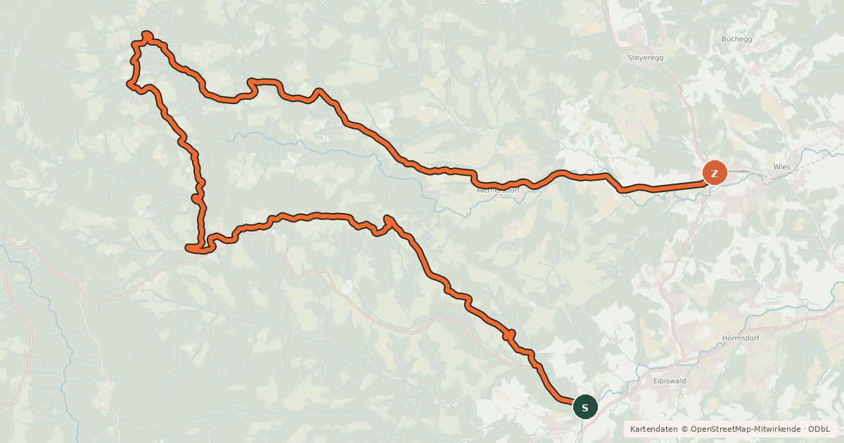 Kartenübersicht der Radroute Buchenbergtour